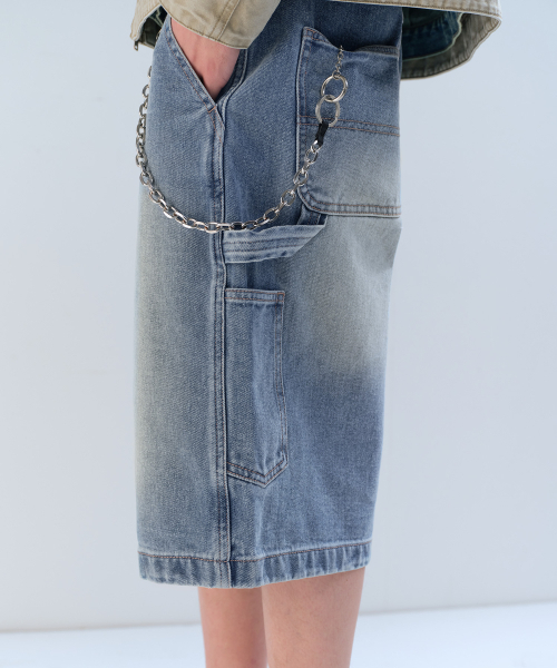 MUSINSA STANDARD（ムシンサスタンダード）の「ビッグブラシカーペンターバミューダデニムパンツ[ライトインディゴ]（デニムパンツ・メンズ・その他・38/32/31/26/27/30/34/33/42/36/40/28/29）」の5枚目の写真