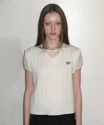 SINOON（シヌーン）の「FISHER SLIT CABLE KNIT VEST (WHITE)（ベスト）」