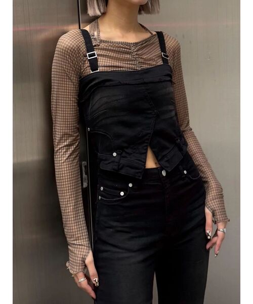 EMODA（エモダ）の「ストラップシアートップス（Tシャツ/カットソー・レディース・ブラック/ベージュ/ネイビー/ホワイト・FREE）」の6枚目の写真