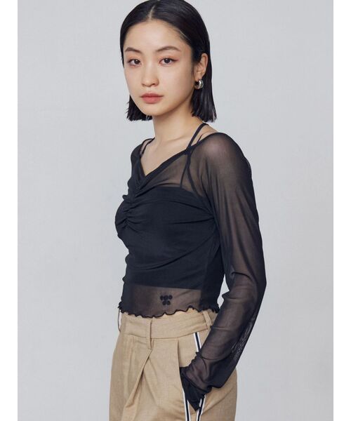 EMODA（エモダ）の「ストラップシアートップス（Tシャツ/カットソー・レディース・ブラック/ベージュ/ネイビー/ホワイト・FREE）」の17枚目の写真