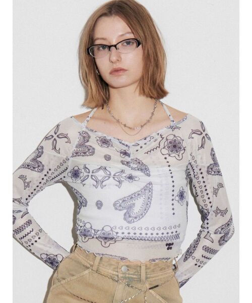 EMODA（エモダ）の「ストラップシアートップス（Tシャツ/カットソー・レディース・ブラック/ベージュ/ネイビー/ホワイト・FREE）」の22枚目の写真