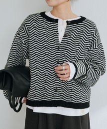 PUAL CE CIN | ヘリンボーン編みニットカーディガン(カーディガン/ボレロ)