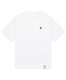 [UNISEX-24]スモールクローバーマンスマイル半袖Tシャツ_ホワイト