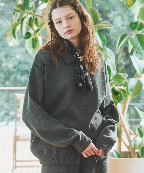 CASPER JOHN（キャスパージョン）の「Knit blouson/ニットブルゾン（ブルゾン・メンズ・チャコールグレー/ブラック/グレー・LARGE/X-SMALL/MEDIUM/SMALL）」の2枚目の写真