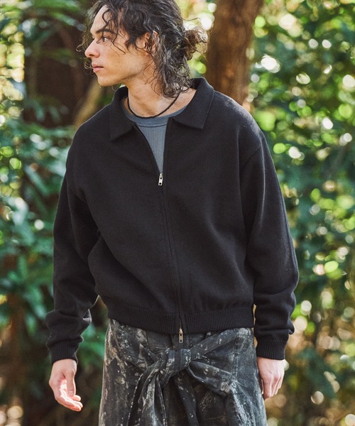 CASPER JOHN（キャスパージョン）の「Knit blouson/ニットブルゾン（ブルゾン・メンズ・チャコールグレー/ブラック/グレー・LARGE/X-SMALL/MEDIUM/SMALL）」の4枚目の写真