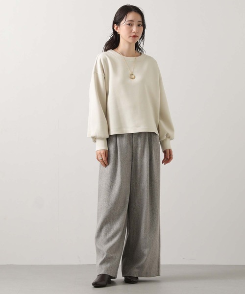 Gready Brilliant(グレディブリリアン)の「ダンボールタックリボンカットソー(Tシャツ/カットソー・レディース・アイボリー/チャコールグレー・38)」の3枚目の写真