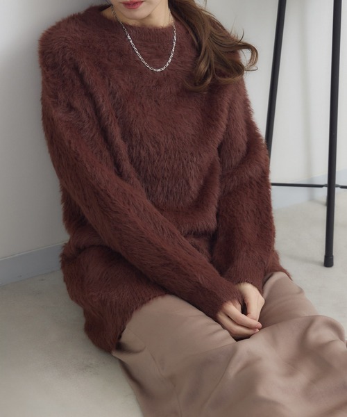 RU.TI.LE(ルチル)の「【RU.TI.LE】シャギーニット(ニット/セーター・レディース・ブラウン/ブラック・MEDIUM)」の1枚目の写真