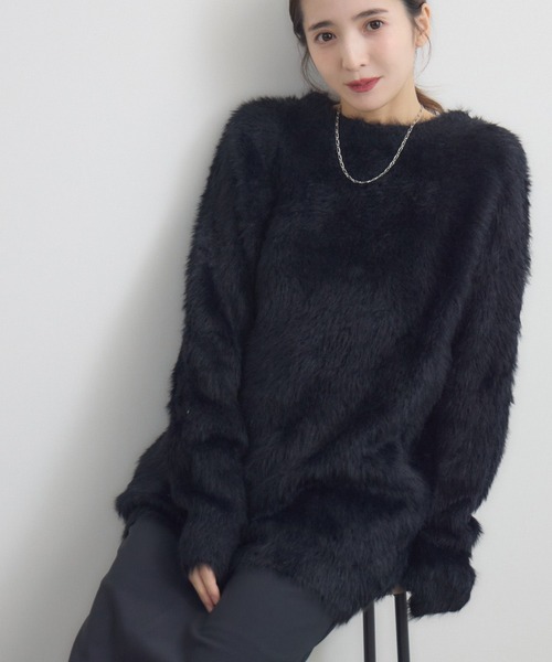 RU.TI.LE(ルチル)の「【RU.TI.LE】シャギーニット(ニット/セーター・レディース・ブラウン/ブラック・MEDIUM)」の2枚目の写真