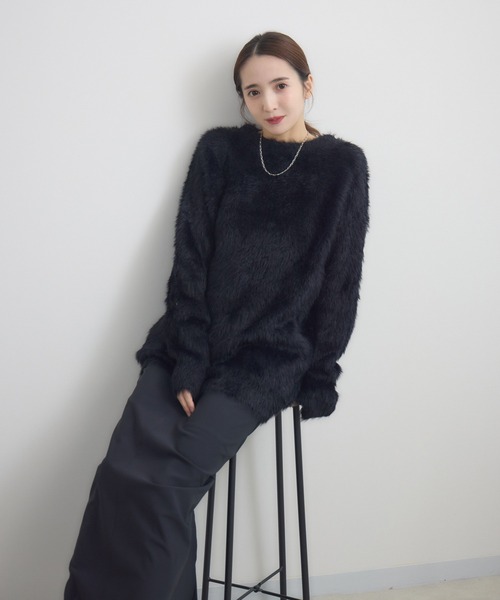 RU.TI.LE(ルチル)の「【RU.TI.LE】シャギーニット(ニット/セーター・レディース・ブラウン/ブラック・MEDIUM)」の4枚目の写真