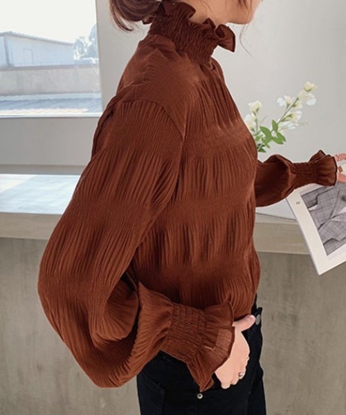 Flugge(フラッジー)の「フリルシフォンブラウス(シャツ/ブラウス・レディース・ブラック/アイボリー/ブラウン・LARGE/MEDIUM)」の3枚目の写真