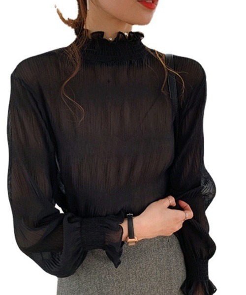 Flugge(フラッジー)の「フリルシフォンブラウス(シャツ/ブラウス・レディース・ブラック/アイボリー/ブラウン・LARGE/MEDIUM)」の5枚目の写真