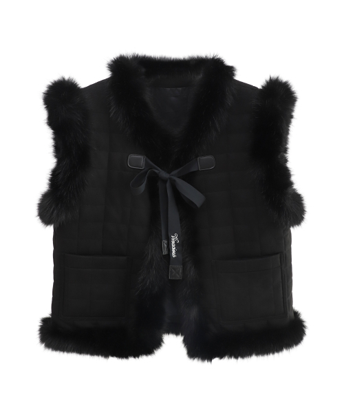 Vivacious(ビバシャス)の「Fur Trim Quilted Vest BLACK(ベスト・レディース・ブラック・FREE)」の3枚目の写真