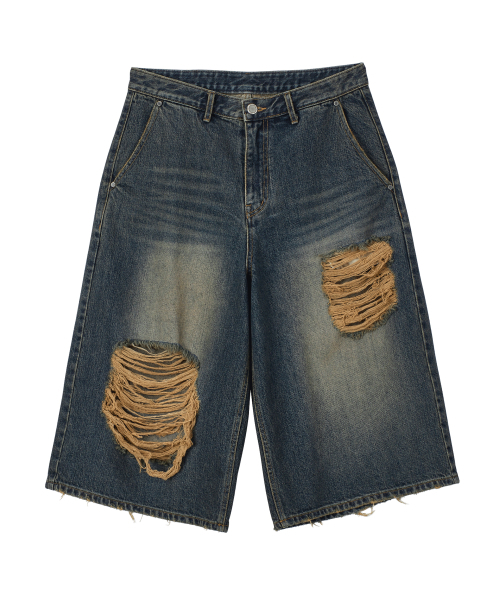 MIDSUN（ミッドサン）の「Worn Ochre Bermuda Denim Pants-Blue（その他パンツ・レディース・その他・MEDIUM/X-LARGE/LARGE）」の2枚目の写真