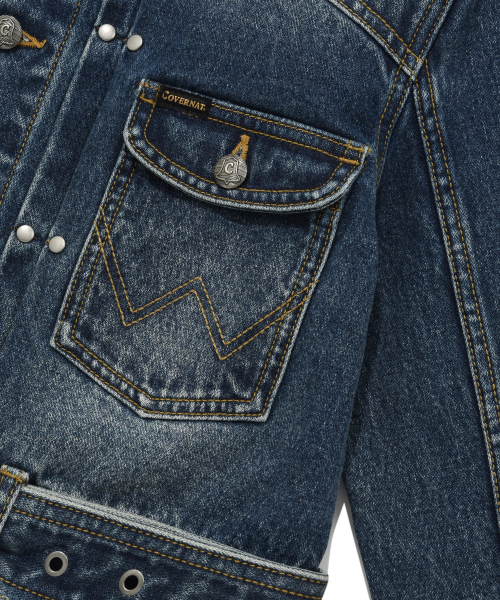 COVERNAT WOMAN（カバーナットウーマン）の「[COVERNAT x WRANGLER] ウィメンズオリジナルデニムクロップベルトジャケット インディゴ ミディアム（デニムジャケット・レディース・その他・MEDIUM/SMALL）」の4枚目の写真