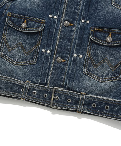 COVERNAT WOMAN（カバーナットウーマン）の「[COVERNAT x WRANGLER] ウィメンズオリジナルデニムクロップベルトジャケット インディゴ ミディアム（デニムジャケット・レディース・その他・MEDIUM/SMALL）」の6枚目の写真