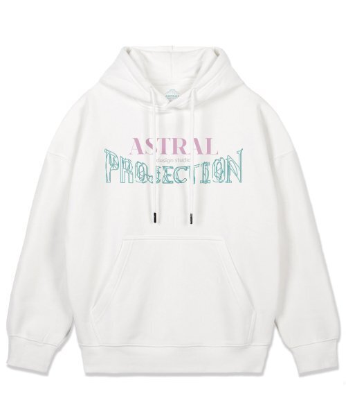 ASTRAL PROJECTION(アストラルプロジェクション)の「アーチロゴオーバーサイズワイドショルダーフードパーカー_ホワイト(パーカー・メンズ・その他・LARGE/MEDIUM/X-LARGE/XX-LARGE)」の1枚目の写真