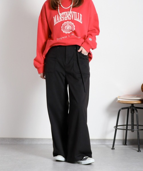 cepo（セポ）の「ジャージーワークイージーベルテッドパンツ（その他パンツ・レディース・オフホワイト/ブラック/ブラウン・S/M/L）」の2枚目の写真