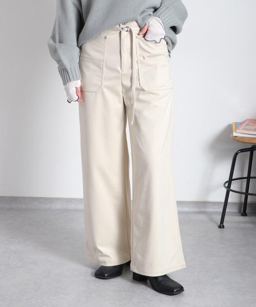 cepo（セポ）の「ジャージーワークイージーベルテッドパンツ（その他パンツ・レディース・オフホワイト/ブラック/ブラウン・S/M/L）」の6枚目の写真