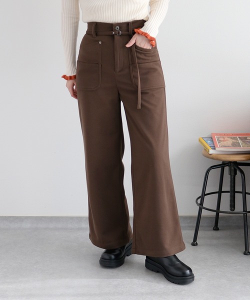 cepo（セポ）の「ジャージーワークイージーベルテッドパンツ（その他パンツ・レディース・オフホワイト/ブラック/ブラウン・S/M/L）」の11枚目の写真