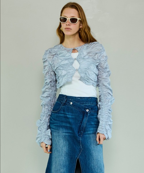 MAISON SPECIAL(メゾンスペシャル)の「Random Charring Bolero/ランダムシャーリングボレロ(カーディガン/ボレロ・レディース・ミント/ブルー/ブラック・FREE)」の1枚目の写真