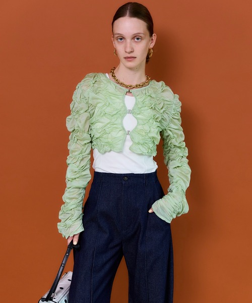 MAISON SPECIAL(メゾンスペシャル)の「Random Charring Bolero/ランダムシャーリングボレロ(カーディガン/ボレロ・レディース・ミント/ブルー/ブラック・FREE)」の3枚目の写真