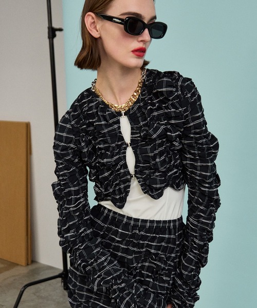 MAISON SPECIAL(メゾンスペシャル)の「Random Charring Bolero/ランダムシャーリングボレロ(カーディガン/ボレロ・レディース・ミント/ブルー/ブラック・FREE)」の2枚目の写真