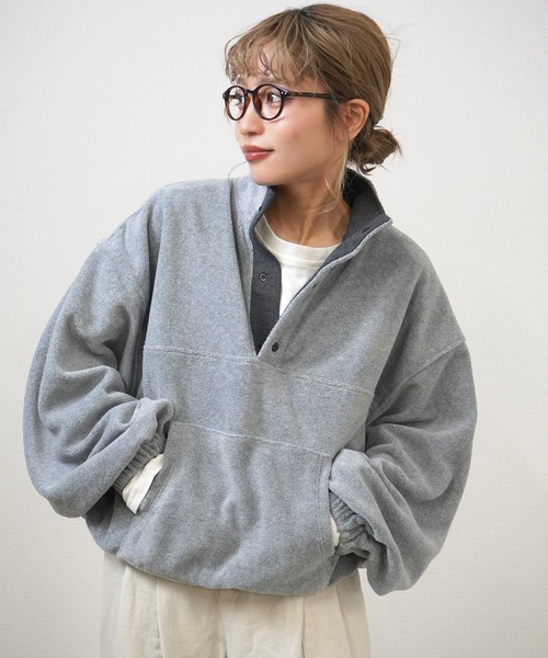 gossara(ゴサラ)の「【リアルバイ多数】フリースプルオーバー(その他トップス・レディース・ネイビー/アイボリー/杢グレー・FREE)」の2枚目の写真