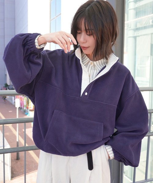 gossara(ゴサラ)の「【リアルバイ多数】フリースプルオーバー(その他トップス・レディース・ネイビー/アイボリー/杢グレー・FREE)」の3枚目の写真