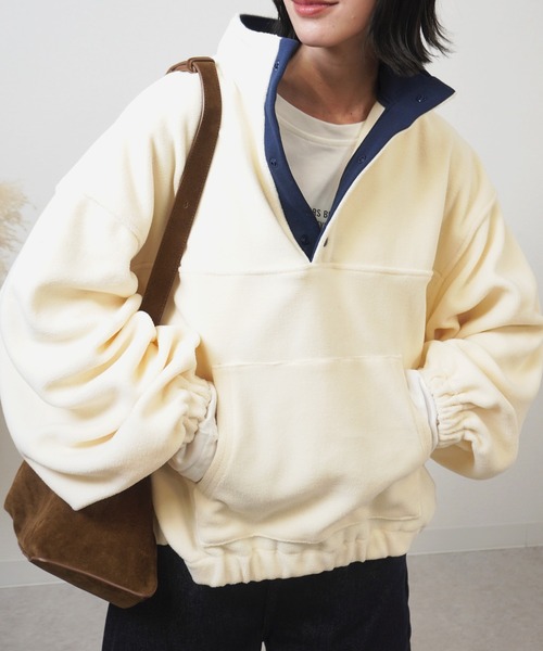 gossara(ゴサラ)の「【リアルバイ多数】フリースプルオーバー(その他トップス・レディース・ネイビー/アイボリー/杢グレー・FREE)」の5枚目の写真
