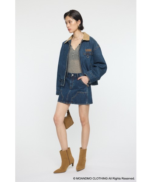 MOUSSY（マウジー）の「MOANDMO EMBROIDERY ミニスカート（デニムスカート・レディース・ダークブルー/ワンウォッシュ・1/2）」の5枚目の写真