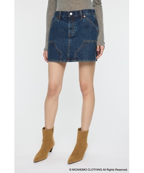 MOUSSY（マウジー）の「MOANDMO EMBROIDERY ミニスカート（デニムスカート・レディース・ダークブルー/ワンウォッシュ・1/2）」の6枚目の写真