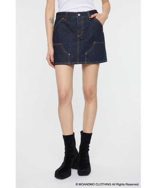 MOUSSY（マウジー）の「MOANDMO EMBROIDERY ミニスカート（デニムスカート・レディース・ダークブルー/ワンウォッシュ・1/2）」の12枚目の写真