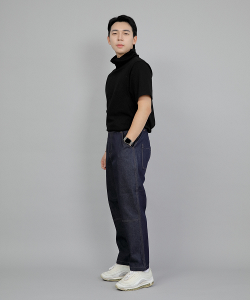 SAINTCREW(セントクルー)の「ワイドカッティングクロップハーフバンドパンツ WCH-327 インディゴデニム BRS(デニムパンツ・メンズ・その他・MEDIUM/LARGE/X-LARGE)」の2枚目の写真