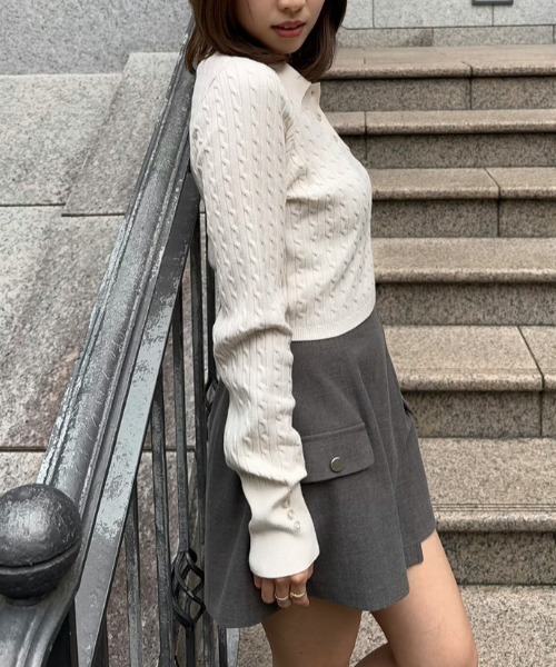 rienda(リエンダ)の「【POLO BCS】ケーブルニットトップス 秋服 冬服(ニット/セーター・レディース・ピンク/アイボリー/ライトブルー・FREE)」の15枚目の写真