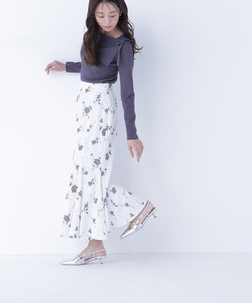 NATURAL BEAUTY BASIC（ナチュラルビューティーベーシック）の「◇プリントヘム切替マーメイドスカート（スカート・レディース・ホワイト系その他/ブルー系その他・P/S/MEDIUM）」の9枚目の写真