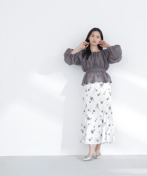 NATURAL BEAUTY BASIC（ナチュラルビューティーベーシック）の「◇プリントヘム切替マーメイドスカート（スカート・レディース・ホワイト系その他/ブルー系その他・P/S/MEDIUM）」の12枚目の写真