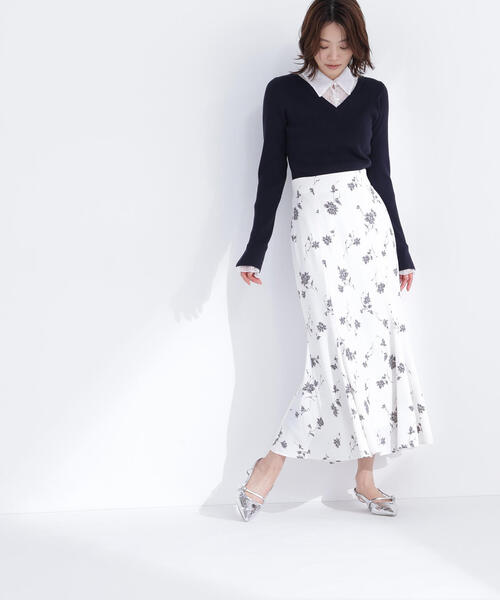 NATURAL BEAUTY BASIC（ナチュラルビューティーベーシック）の「◇プリントヘム切替マーメイドスカート（スカート・レディース・ホワイト系その他/ブルー系その他・P/S/MEDIUM）」の13枚目の写真