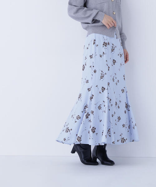 NATURAL BEAUTY BASIC（ナチュラルビューティーベーシック）の「◇プリントヘム切替マーメイドスカート（スカート・レディース・ホワイト系その他/ブルー系その他・P/S/MEDIUM）」の2枚目の写真