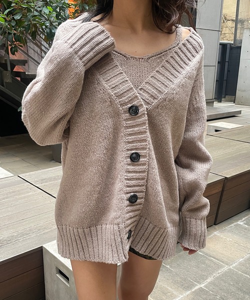 ROGER AND RAW（ロジャーアンドロウ）の「[インナーセット] ニットカーディガンアンサンブル（ニット/セーター・レディース・ベージュ/ライトブルー・FREE）」の5枚目の写真