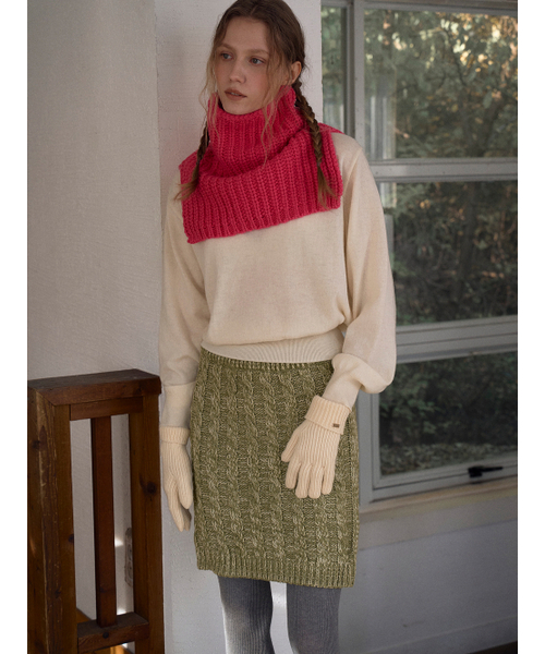 TINKNIT（ティンニット）の「オリーブツイストニットスカート（スカート・レディース・その他・FREE）」の2枚目の写真