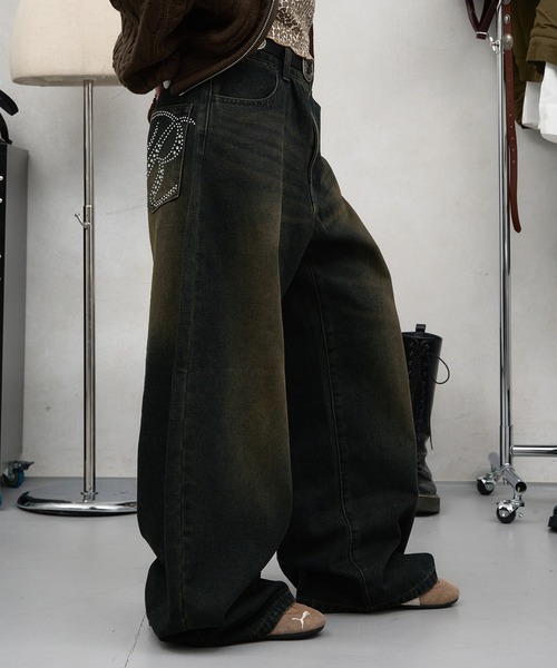 sedacle girl（セダクルガール）の「ラインストーンカーブデニム【SETUP着用可能】（デニムパンツ・レディース・ブラック/インディゴブルー/ダークインディゴブルー・SMALL/MEDIUM）」の19枚目の写真