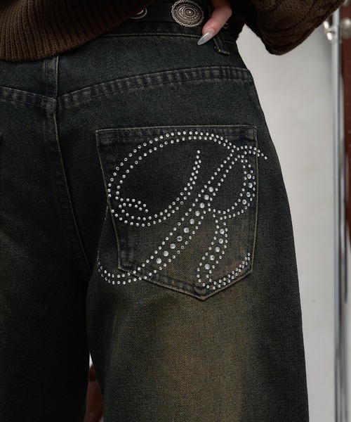 sedacle girl（セダクルガール）の「ラインストーンカーブデニム【SETUP着用可能】（デニムパンツ・レディース・ブラック/インディゴブルー/ダークインディゴブルー・SMALL/MEDIUM）」の21枚目の写真