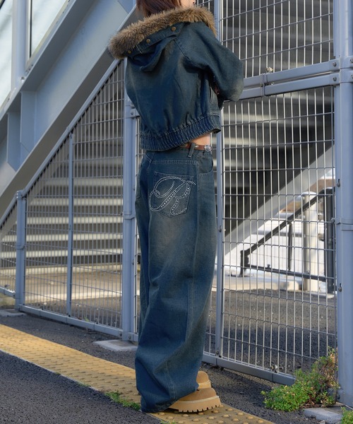 sedacle girl（セダクルガール）の「ラインストーンカーブデニム【SETUP着用可能】（デニムパンツ・レディース・ブラック/インディゴブルー/ダークインディゴブルー・SMALL/MEDIUM）」の9枚目の写真