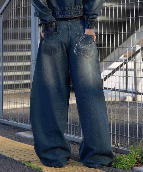 sedacle girl（セダクルガール）の「ラインストーンカーブデニム【SETUP着用可能】（デニムパンツ・レディース・ブラック/インディゴブルー/ダークインディゴブルー・SMALL/MEDIUM）」の6枚目の写真