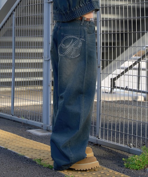 sedacle girl（セダクルガール）の「ラインストーンカーブデニム【SETUP着用可能】（デニムパンツ・レディース・ブラック/インディゴブルー/ダークインディゴブルー・SMALL/MEDIUM）」の7枚目の写真