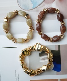 Port（ポート）の「【 Port / ポート 】 ストーン×ゴールド ミックス ブレスレット ( 3個セット )（ブレスレット）」