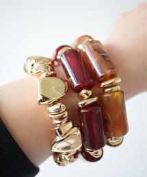 Port（ポート）の「【 Port / ポート 】 ストーン×ゴールド ミックス ブレスレット ( 3個セット )（ブレスレット）」