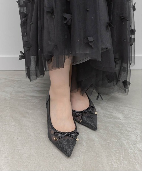 RANDA(ランダ)の「グリッターラインチュールパンプス(パンプス・レディース・ベージュ/ホワイト/ブラック・22.5/23/23.5/24/24.5/22/25.5/25)」の14枚目の写真