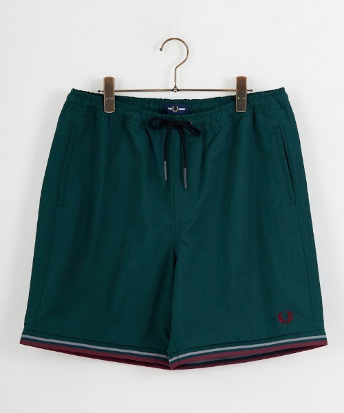 FRED PERRY（フレッドペリー）の「【WEB先行予約】[FRED PERRY/フレッドペリー] 別注 ツインティップライン ワンポイントロゴ刺繍 スイムショートパンツ（その他パンツ・レディース・ネイビー/グリーン/ブラック/グレー・XS/L/M/S）」の9枚目の写真