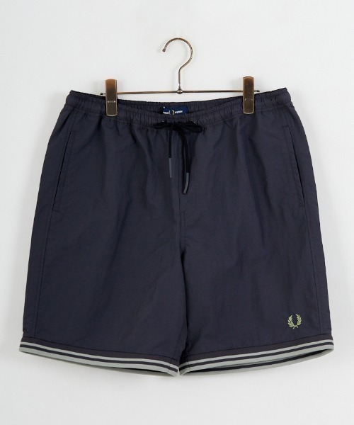 FRED PERRY（フレッドペリー）の「【WEB先行予約】[FRED PERRY/フレッドペリー] 別注 ツインティップライン ワンポイントロゴ刺繍 スイムショートパンツ（その他パンツ・レディース・ネイビー/グリーン/ブラック/グレー・XS/L/M/S）」の15枚目の写真